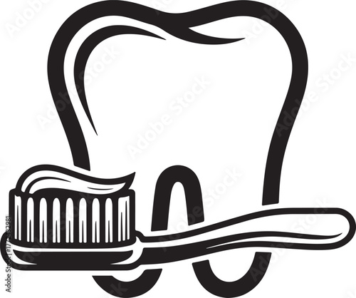 Dental Care with Toothpaste and Toothbrush, Oral Hygiene Illustration on Checkered
