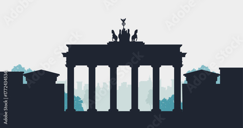 Berlin Germany skyline. Vector Brandenburg Gate. Trendy cityscape silhouette
