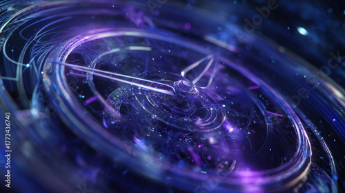 Surreal Time Portal With Clocks Spiraling Into Cosmic Vortex Purple Blue Neon Glow Abstract Concept