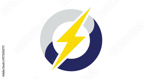A yellow lightning bolt is depicted within a circular logo on a white background.