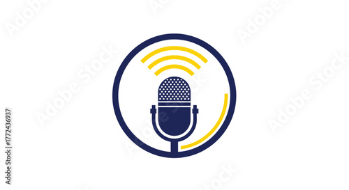 A microphone icon with radio waves emanating from it.