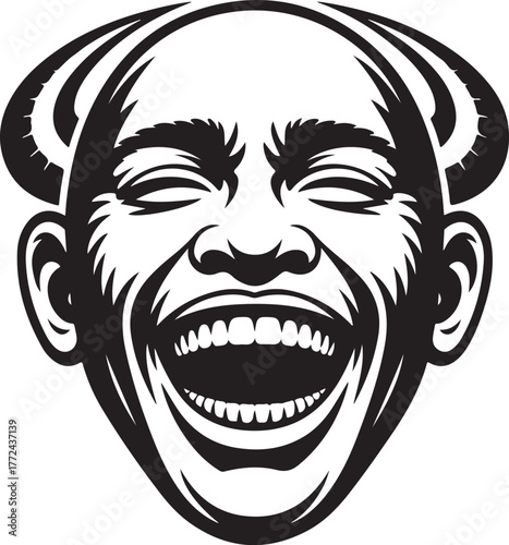 Laughing Face Grimace Devilish Demonic Expression Funny Humor Illustration