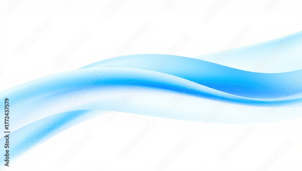Obraz premium Abstract blue wave on white background, smooth flow design element isolated