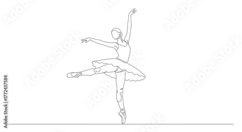 A graceful ballerina performs a pirouette in a classical ballet pose.