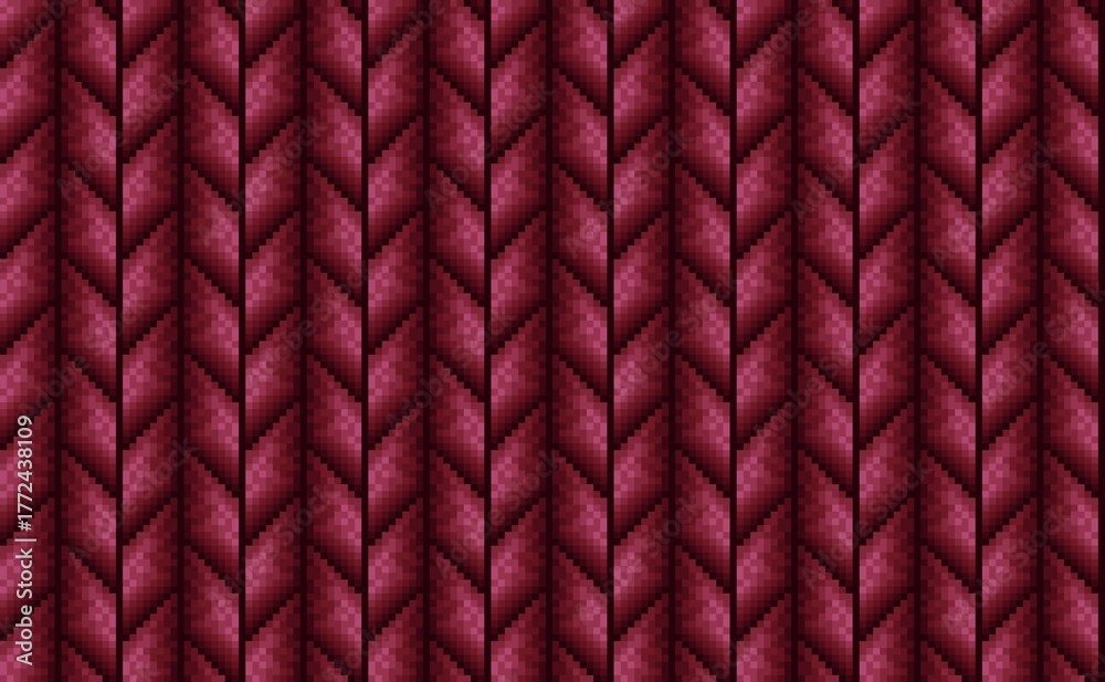 Fototapeta premium Pixel art pattern repeating vertical zigzag, with red, pink and black monochromatic shading. perfect for retro game graphics, tech backgrounds, assets for game, background, wallpaper