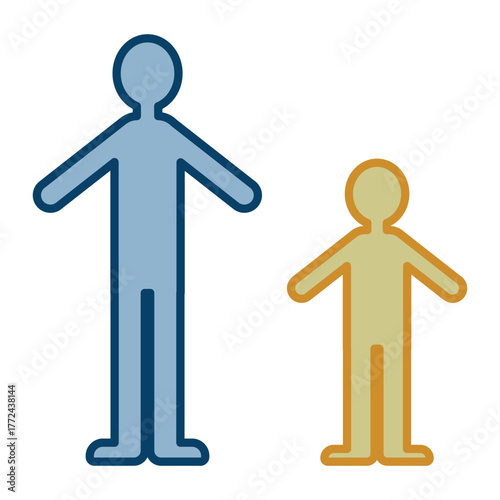 並んで歩く親と子を描いたシンプルでわかりやすい人物アイコンイラスト