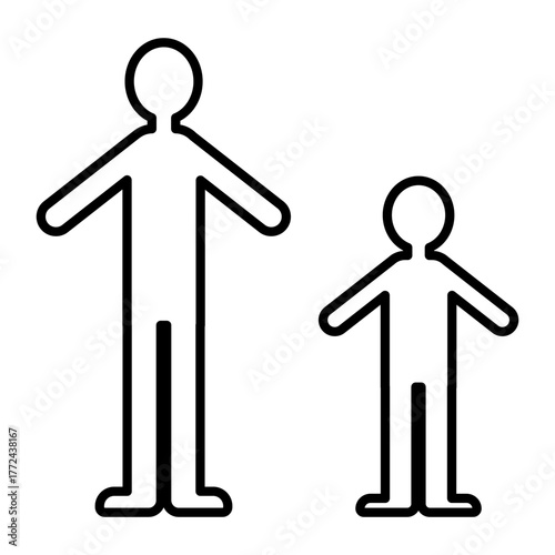 大人と子供が寄り添って立つ温かみのあるフラットデザインの親子イラスト