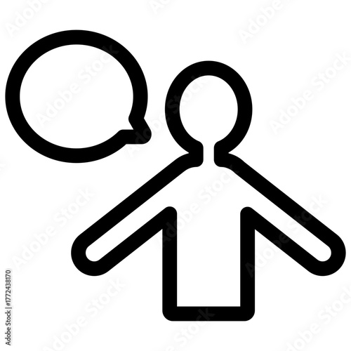 会話や口コミを表現する上半身人物とひとつの吹き出しを組み合わせたイラスト素材