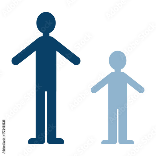 家族のつながりを象徴する大人と子供の並列シルエットイラスト