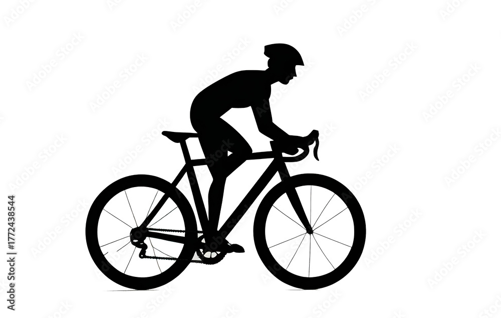 Fototapeta premium Classic Riding bicycle icon silhouette, side profile black and white illustration, isolated on transparent background.