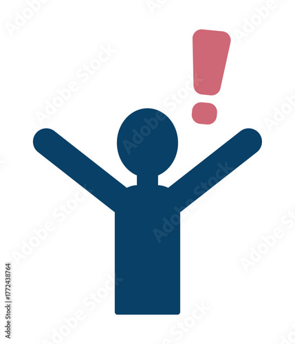 驚きを連想させる感嘆符と人物上半身のベクターアイコンイラスト