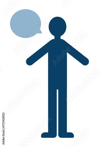 吹き出しで発言する全身人物のシルエットアイコン素材