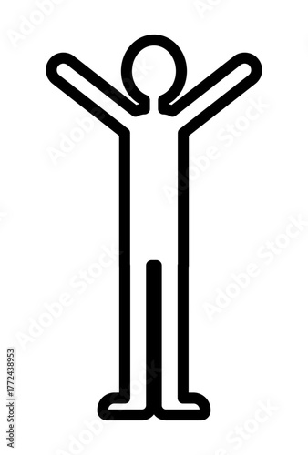 達成や成功を表す全身人物のバンザイポーズピクトグラム