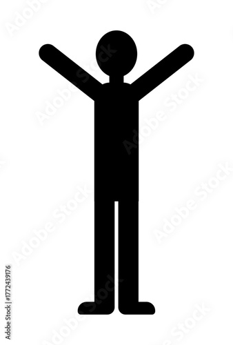 全身でガッツポーズを決める人物のベクターシルエットアイコン