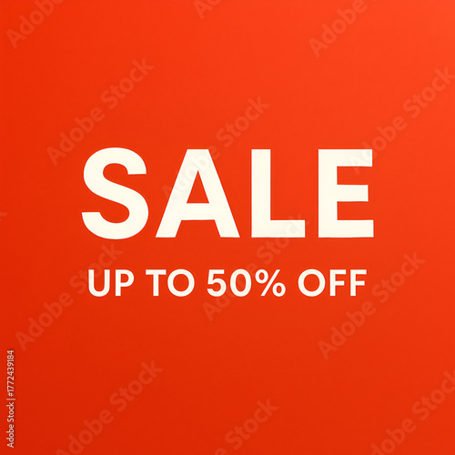 Wallpaper Mural Bold Red Orange Sale Banner: Modern Vector Template for Retail Discount Up To 50% Off Promotion Torontodigital.ca
