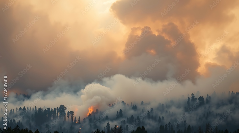 Obraz premium Deforestation and Forest Burning Contributing to Global Warming