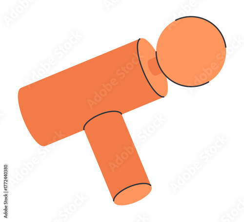 Electric Percussion Massage Gun in Cartoon Style.