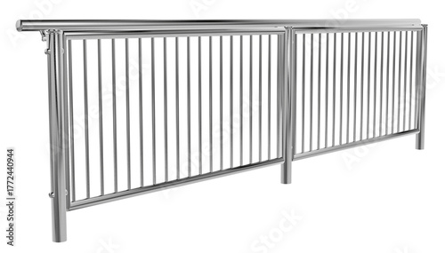 luxury metal railing for balcony or deck, clean contemporary design component, 3d render