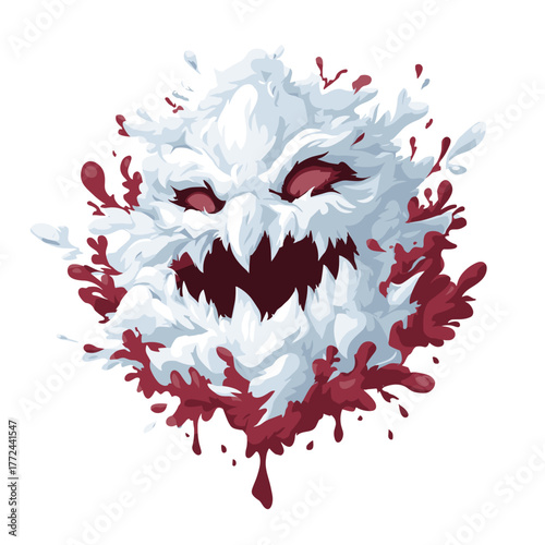 Scary Snow Monster Creature Vector Clipart