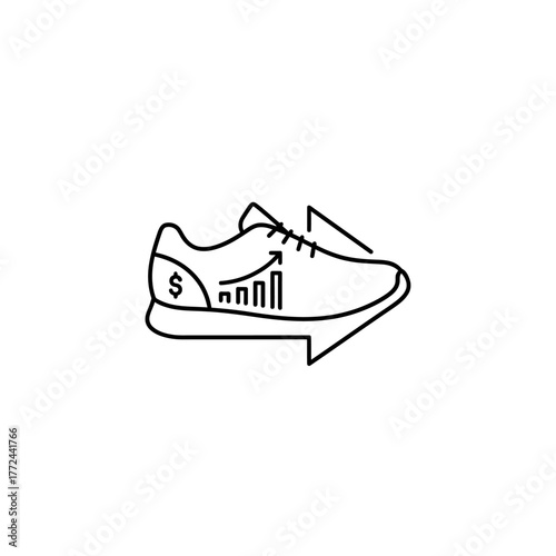 Financial performance symbolized by moving footwear