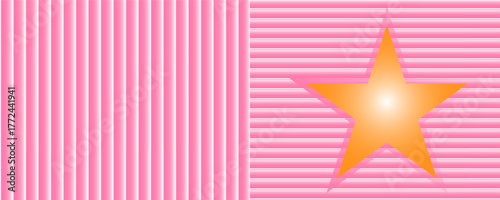 Pink Striped Background with Orange Star Gradient for Beauty and Skincare Design
