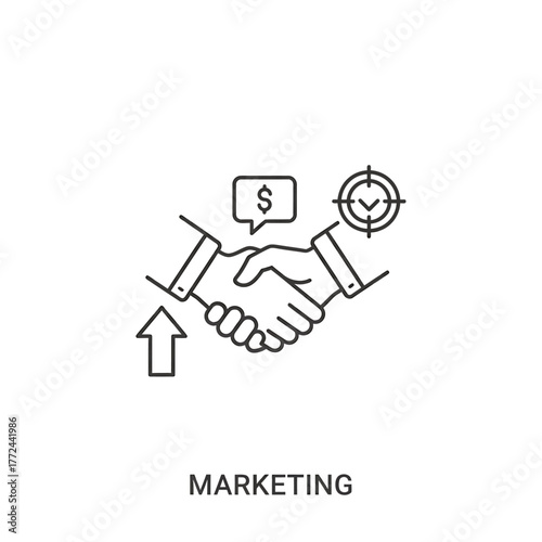 Marketing success depicted with handshake icons