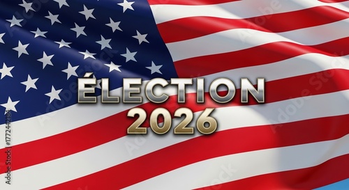 Election 2026 on Vibrant American Flag for Patriotic Political Campaigns and National Pride.