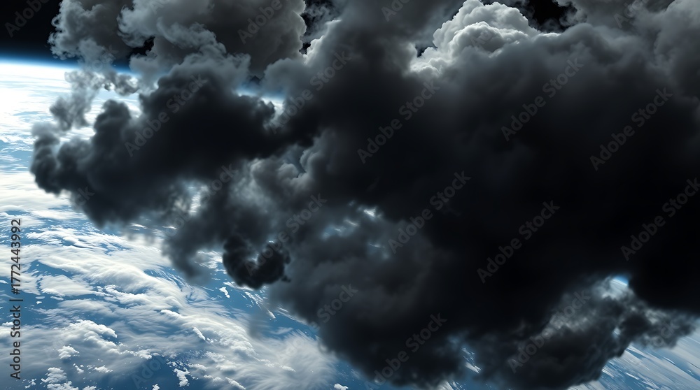 Obraz premium Global Warming and Carbon Dioxide Pollution Illustration
