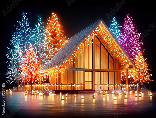Christmas lights outside a ...