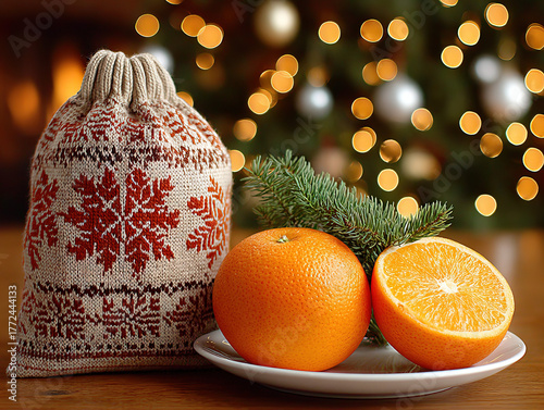 Christmas orange in a stocking