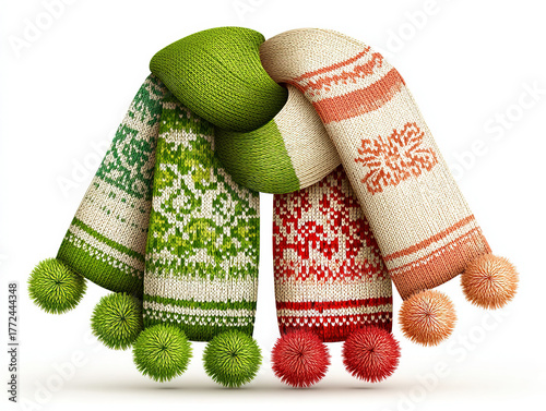 Christmas scarf isolated on...