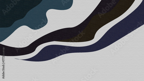 Abstract Minimalist Wavy Organic Shapes Background with Dark Blue and Earthy Tones