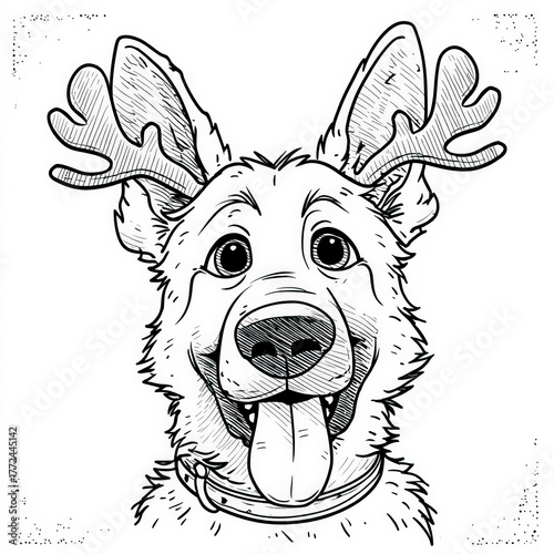 Reindeer Horns on a Dog, co...