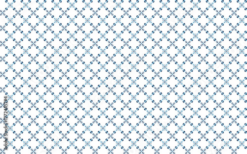 Abstract geometric seamless pattern with two tone blue circle and cross link on white background. Vector illustration, for masculine shirt lady dress cloth cover decoration textile wallpaper all over