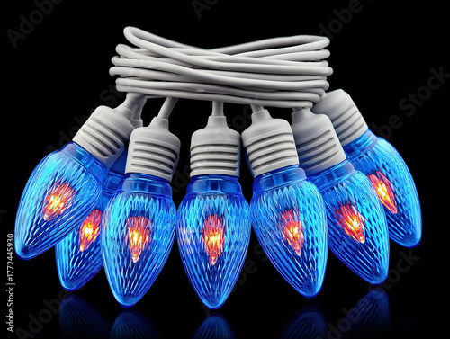 glowing blue Christmas lights