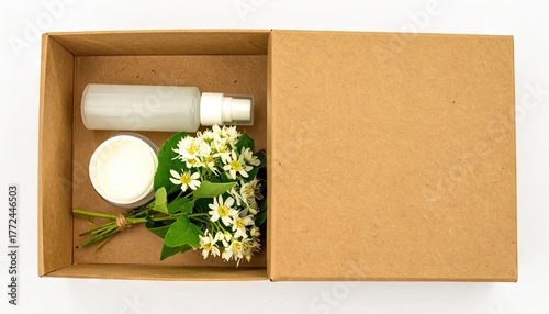 Natural Skincare Set in Kraft Box with Flowers