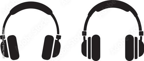 Music headphone flat glyph style icon set vector eps