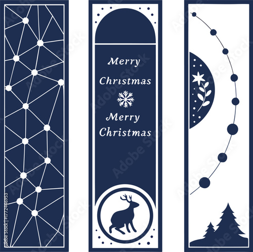 christmas bookmark set with reindeer snowflake tree and festive ornaments