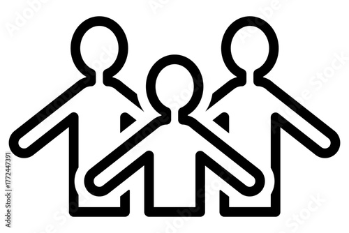 三人の人間が並んで立つ、信頼やつながりを表す上半身イラスト