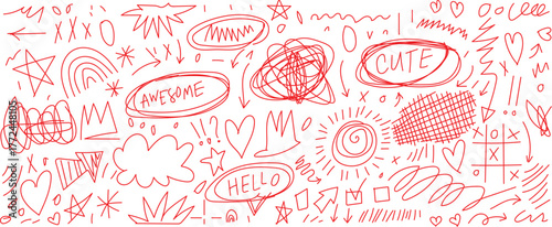 Funky hand drawn doodle scribble pattern for kids vibrant and playful seamless pattern featuring hand-drawn childish shapes and scribbles in a funky, punk-inspired style