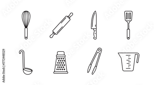 Hand drawn kitchen utensils collection for culinary creation and food preparation essentials vector