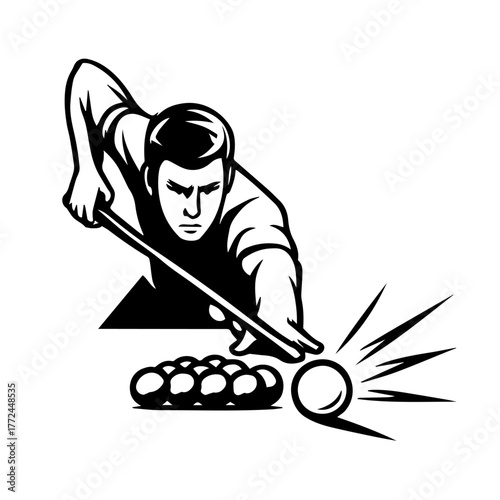 Snooker Player Shooting Ball Vector
