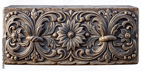 Art Nouveau Basalt Block: Elegant Curves & Floral Motifs - Panoramic Stock Photo