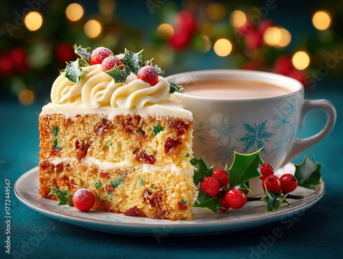 slice of iced Christmas cake