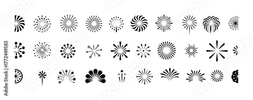 Collection of Black and White Firework and Starburst Icon Designs
