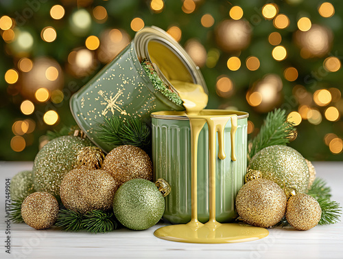 spilled can of Christmas paint
