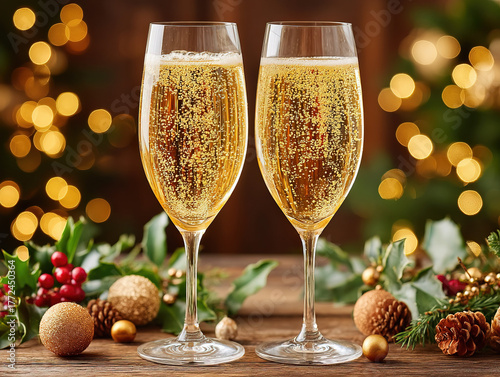 toast with Christmas champagne