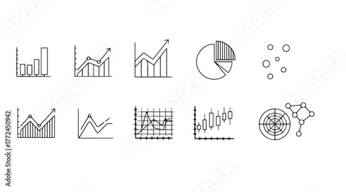 Collection of hand drawn sketch infographic charts and graphs for business analysis and data visualization vector