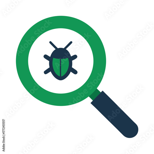 Bug detection with magnifying glass vector illustration for software testing and quality assurance in development process
