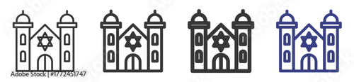 Synagogue Icon Set Illustration with Outline Style Variation

